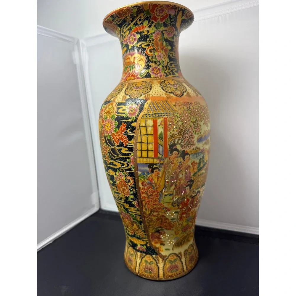 Vintage Chinese‎ Satsuma Vase decorative 14